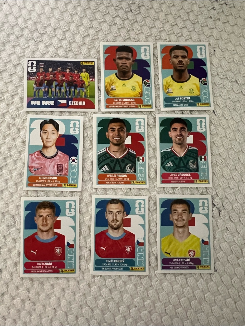 Lot of 9 Panini FIFA World Cup Player  Sticker